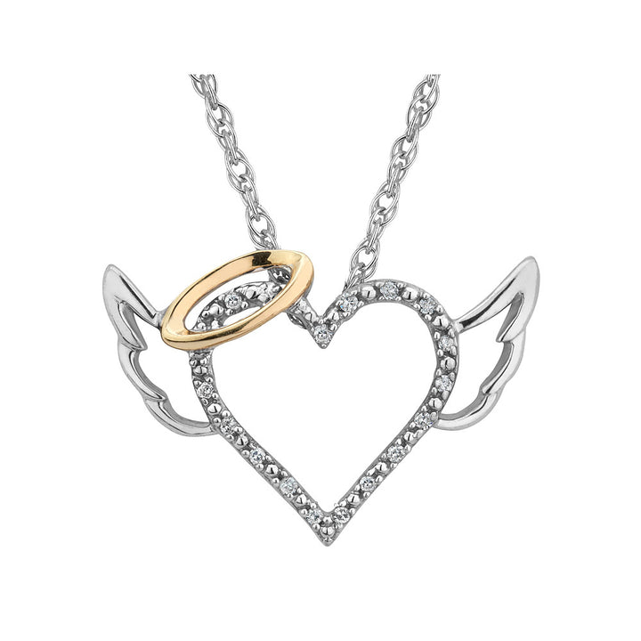 Sterling Silver Angel Heart Pendant Necklace with Chain Image 1