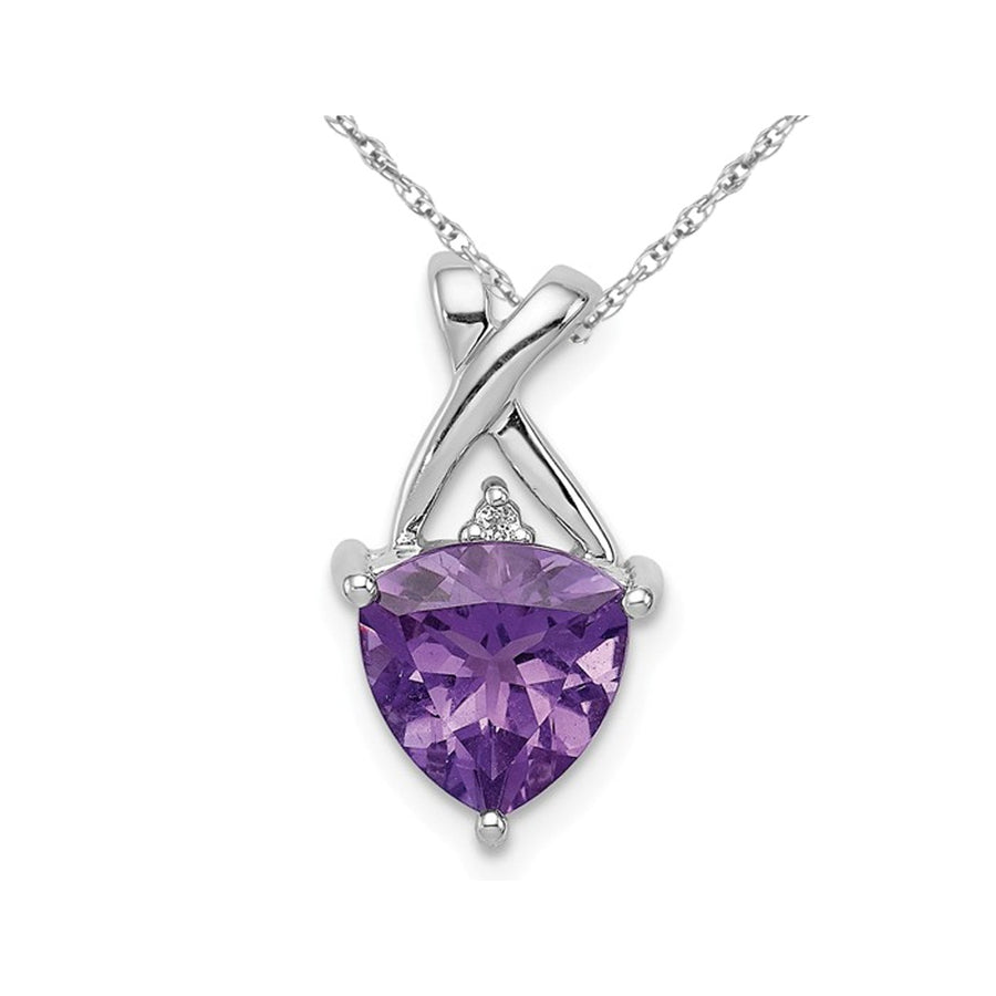1.70 Carat (ctw) Amethyst Drop Pendant Necklace in Sterling Silver with Chain Image 1