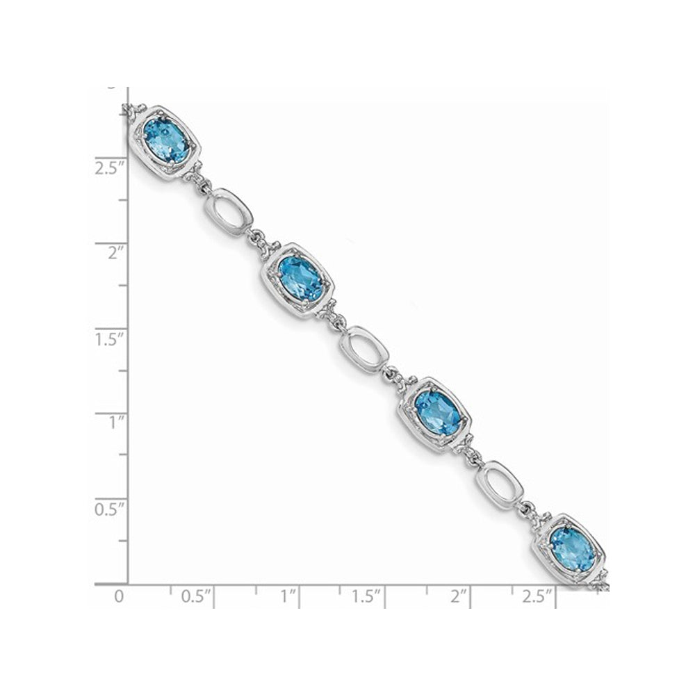 9/10 Carat Swiss Blue Topaz Link Bracelet in Sterling Silver Image 3