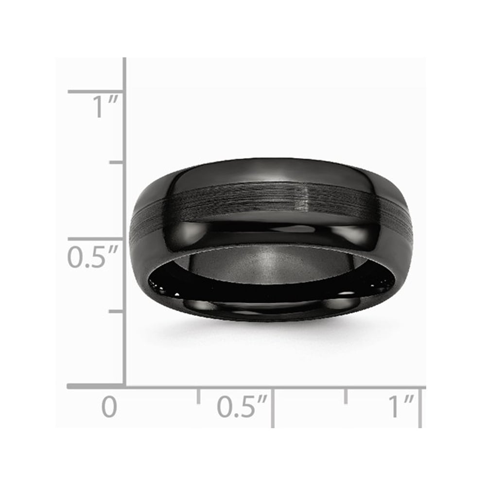 Chisel Black Ceramic 8mm Brushed and Polished Wedding Band Ring Image 2