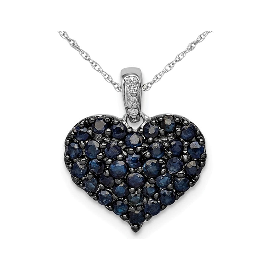 1.05 Carat (ctw) Natural Blue Sapphire Heart Pendant Necklace in Sterling Silver with Chain Image 1