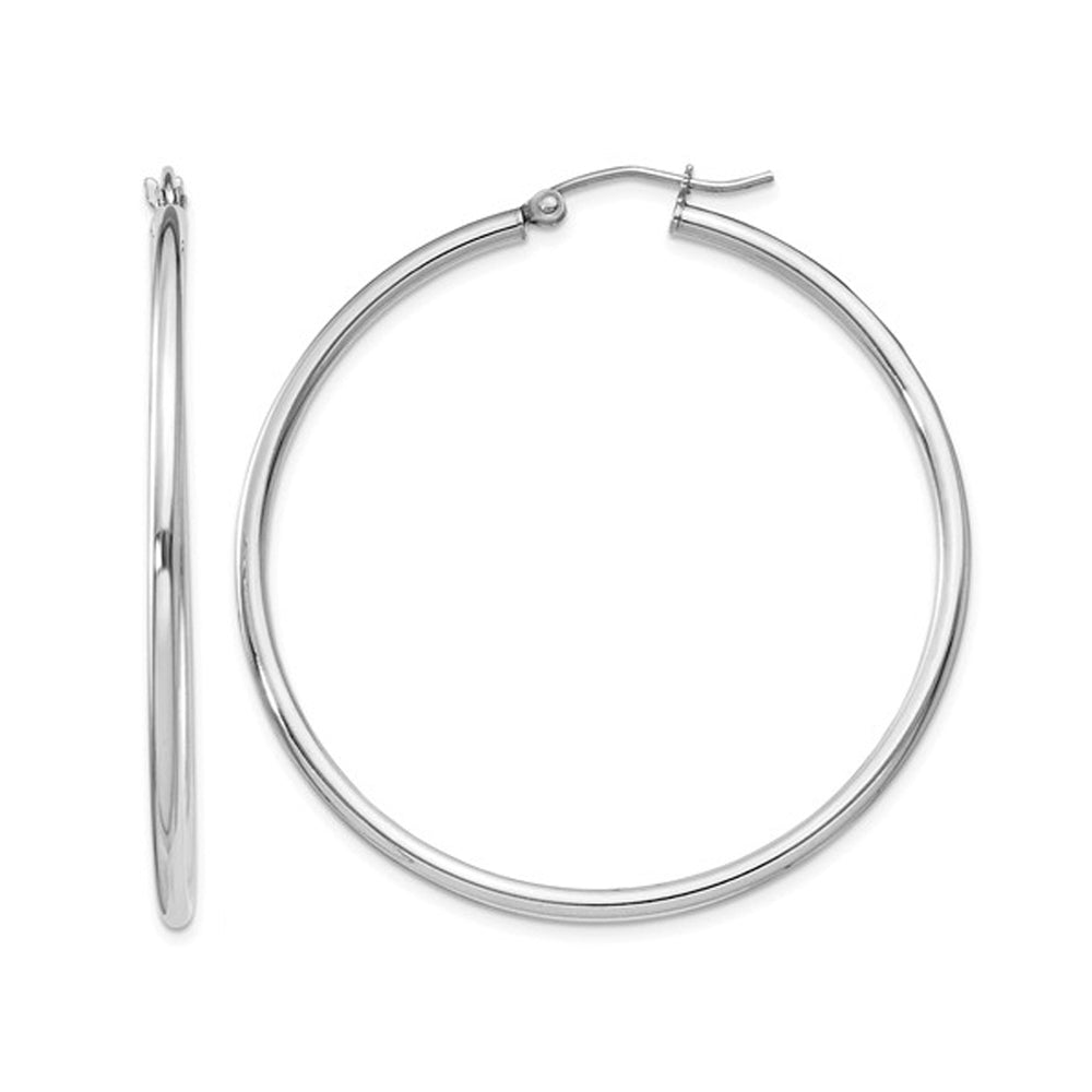 Extra Large Hoop Earrings in Sterling Silver (2.0mm thick 47mm hieght) Image 1