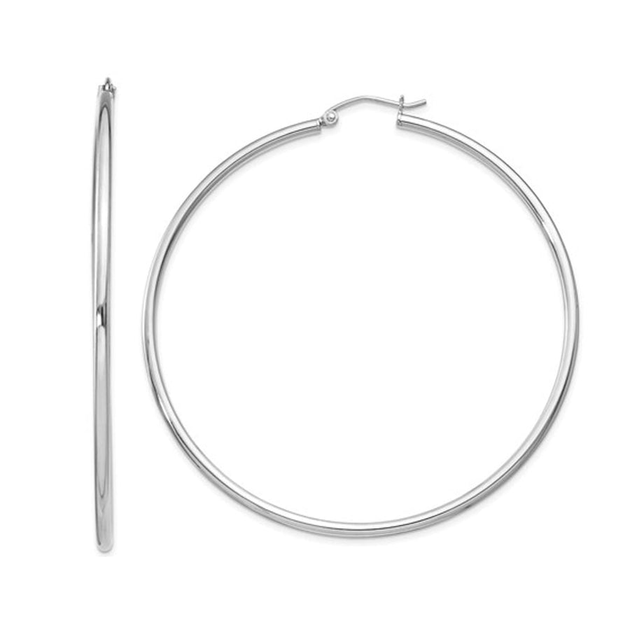 Extra Large Hoop Earrings in Sterling Silver 2 1/2 Inch (2.0mm) Image 1