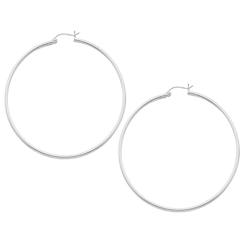 Extra Large Hoop Earrings in Sterling Silver 2 1/2 Inch (2.0mm) Image 2