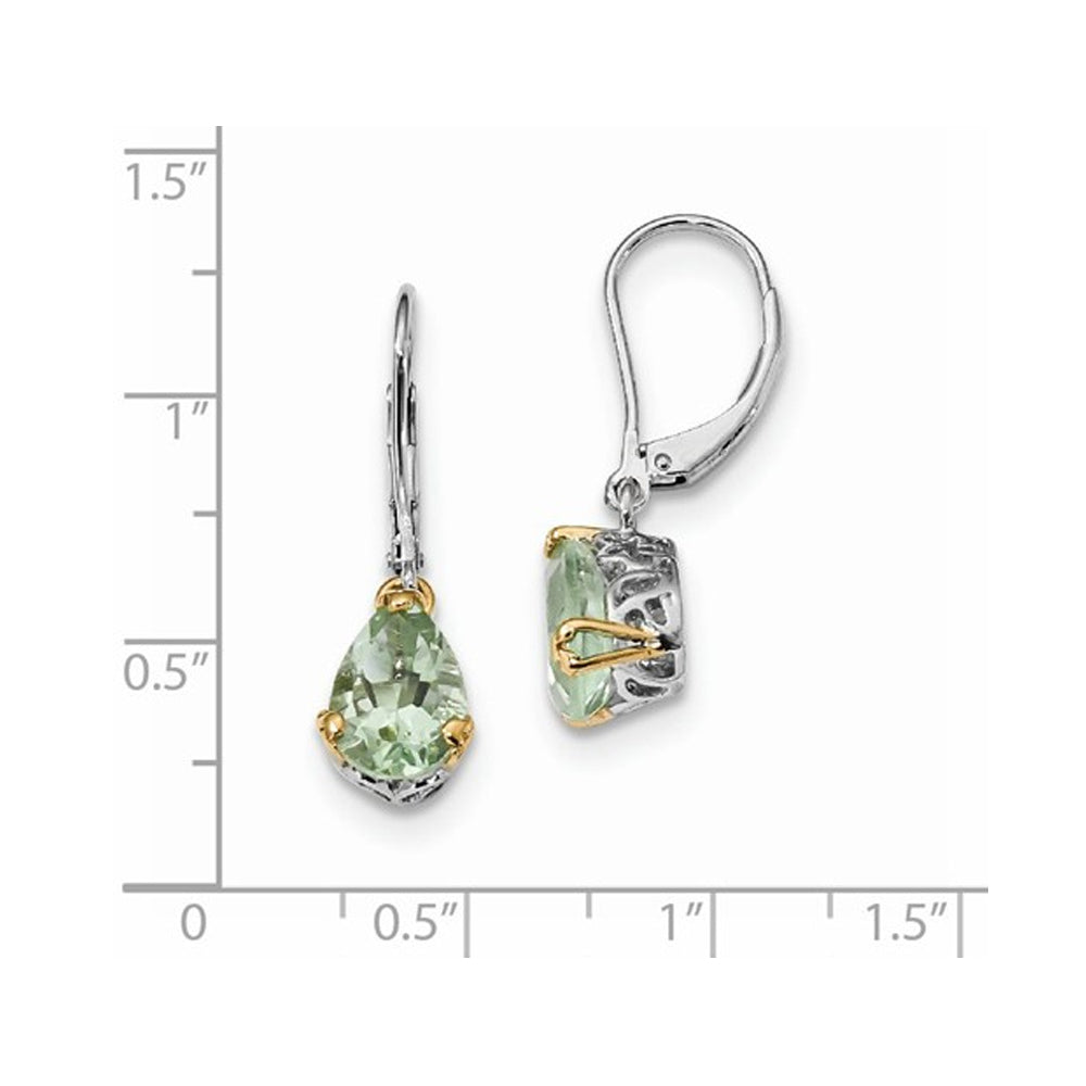 Green Amethyst Earrings 3.50 Carats (ctw) in Sterling Silver Image 2