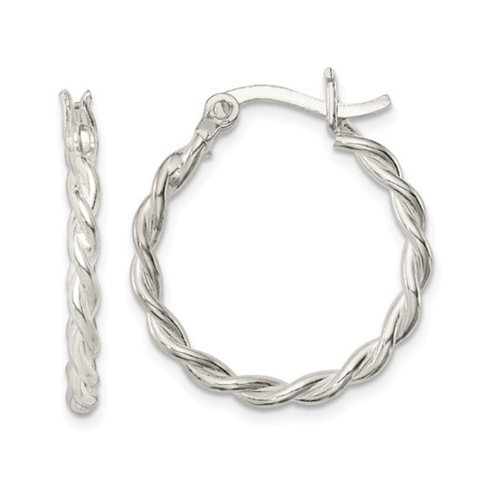 Hand Made Sterling Silver Twisted Hoop Earrings Image 1