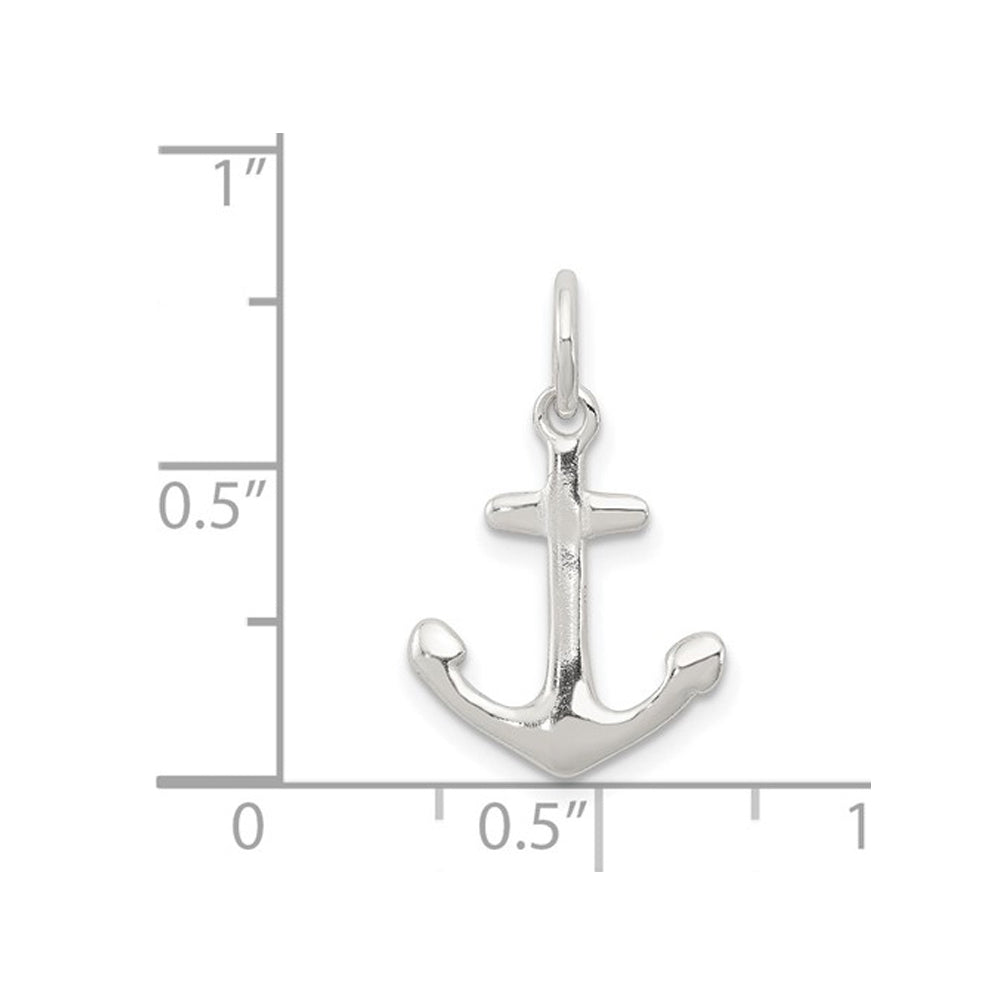 Anchor Charm Pendant Necklace in Sterling Silver with Chain Image 2