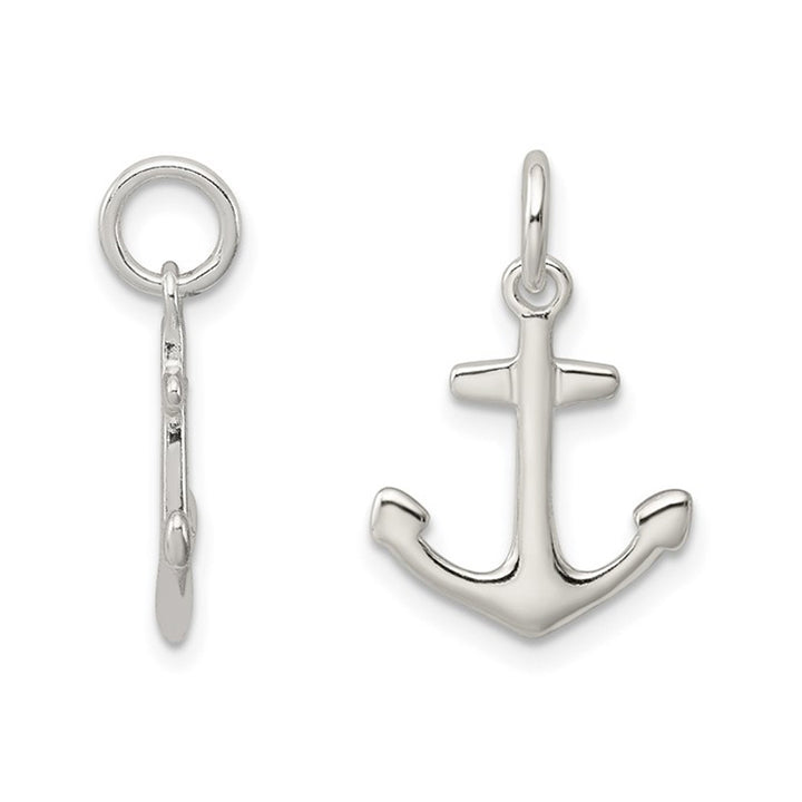 Anchor Charm Pendant Necklace in Sterling Silver with Chain Image 3