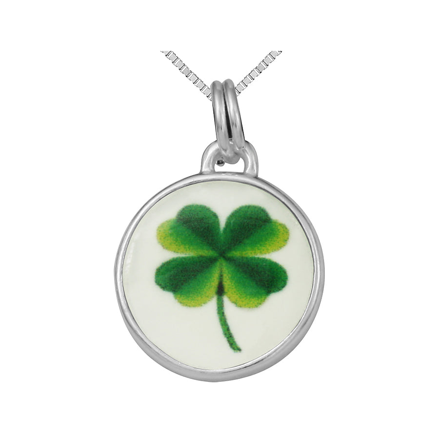 Four Leaf Clover Charm Pendant Necklace In Sterling Silver with Chain Image 1