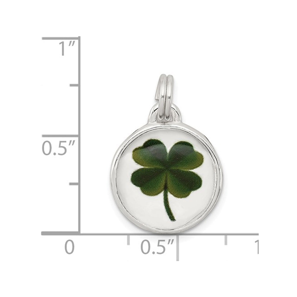 Four Leaf Clover Charm Pendant Necklace In Sterling Silver with Chain Image 2