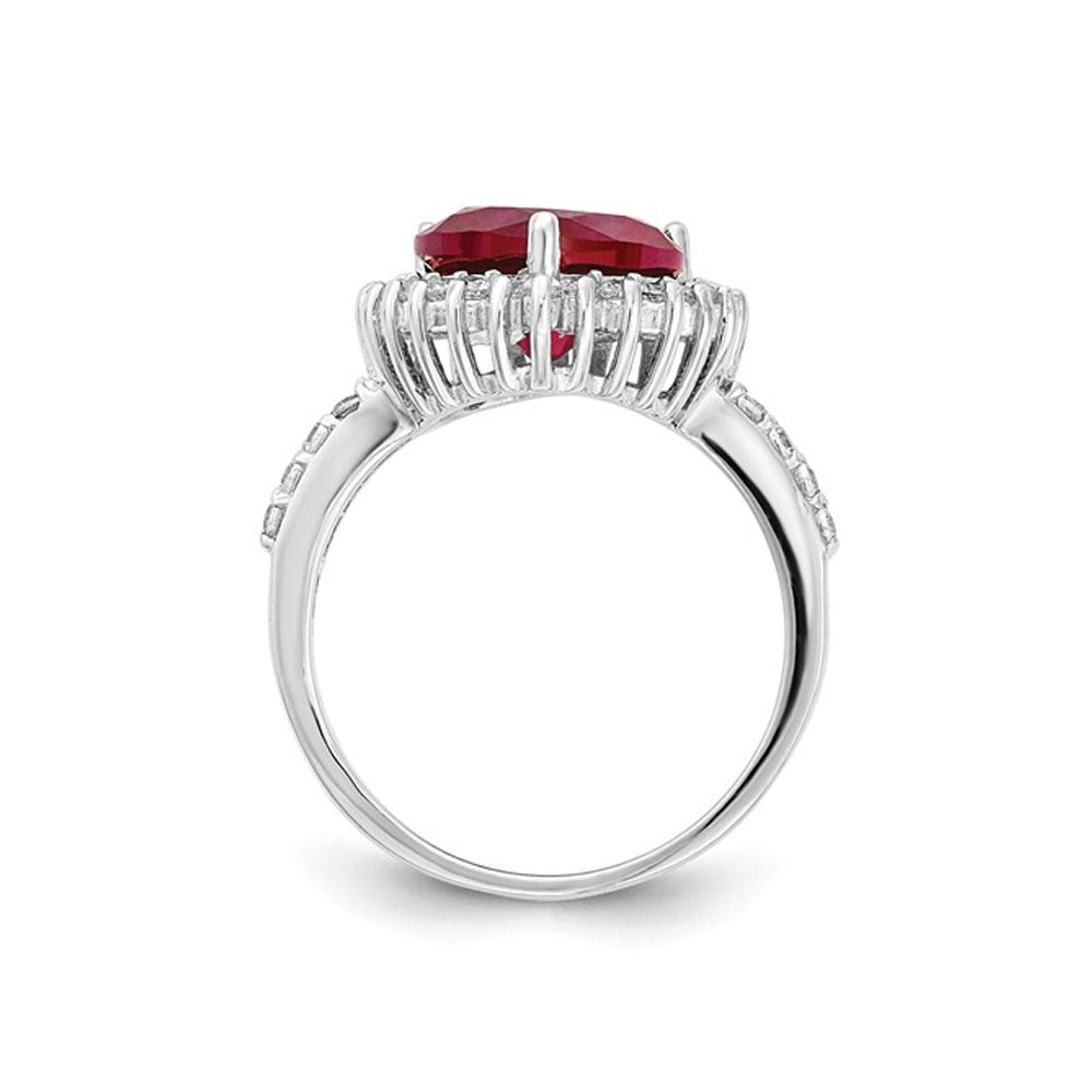 3.50 Carat (ctw) Lab Created Ruby Heart Ring in Sterling Silver Image 2