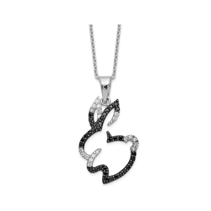 Synthetic Cubic Zirconia (CZ) (CZ) Rabbit Charm Pendant Necklace in Sterling Silver with Chain Image 1