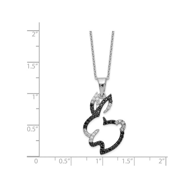 Synthetic Cubic Zirconia (CZ) (CZ) Rabbit Charm Pendant Necklace in Sterling Silver with Chain Image 2