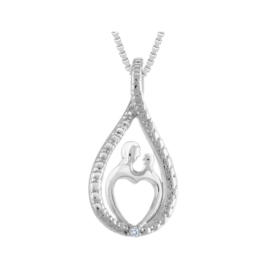 A Mothers Love Pendant Necklace with Diamond Accent in Sterling Silver with Chain Image 1