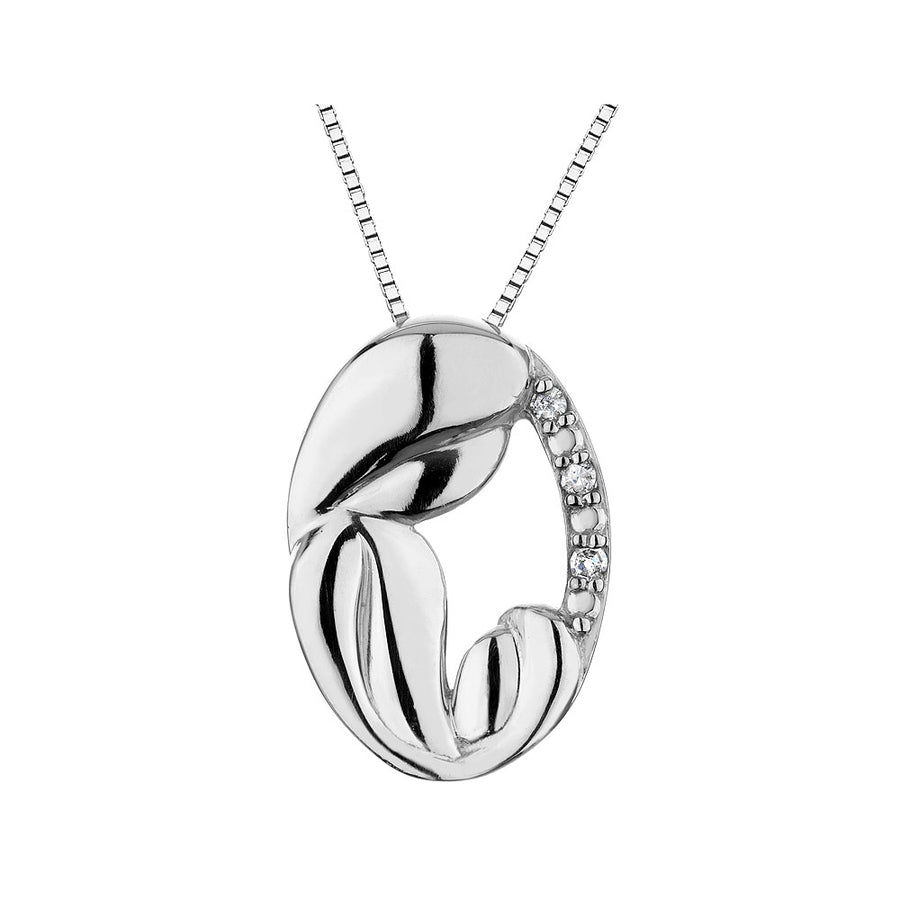 A Mothers Love Pendant Necklace with Diamonds in Sterling Silver with Chain Image 1