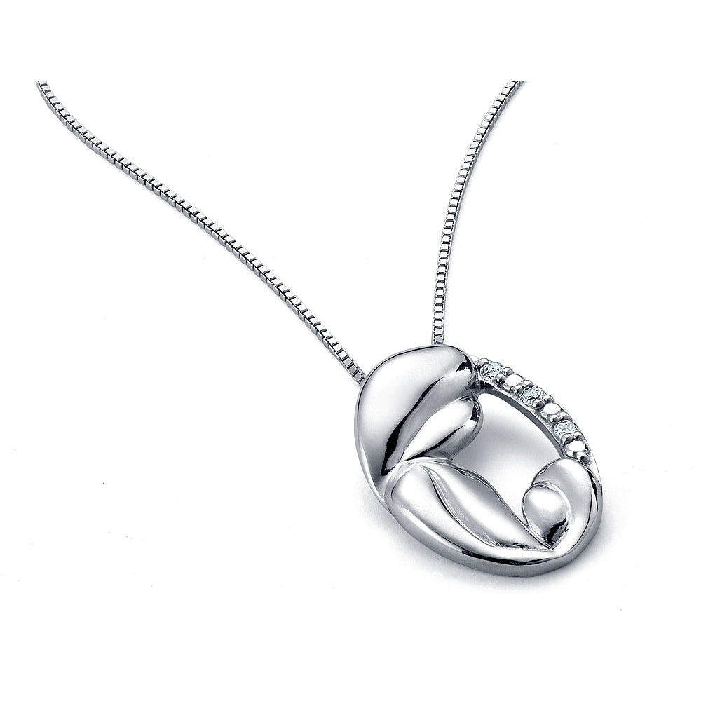 A Mothers Love Pendant Necklace with Diamonds in Sterling Silver with Chain Image 2