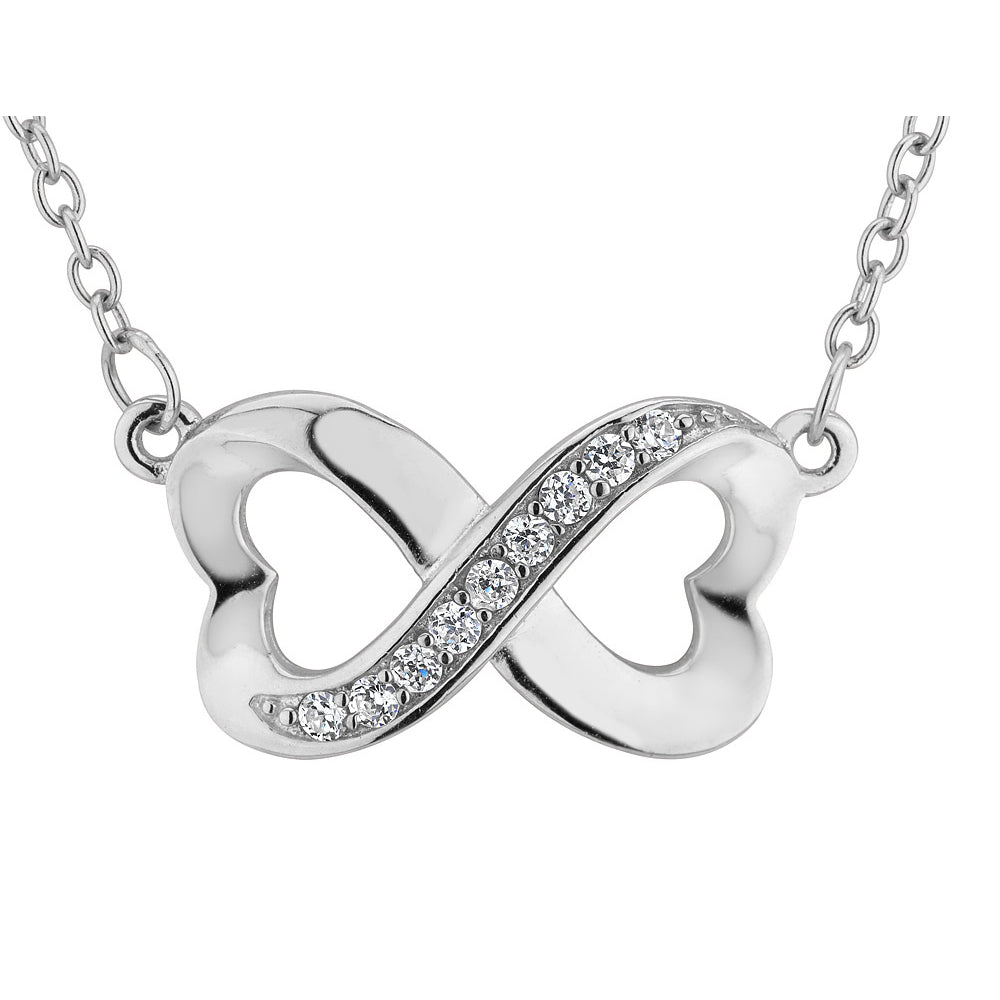 Infinite Love Double Heart Created Synthetic White Topaz Pendant Necklace in Sterling Silver Image 1