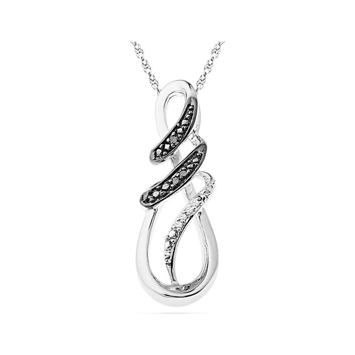 Black Accent Diamond Infinity Drop Pendant Necklace in Sterling Silver with Chain Image 1