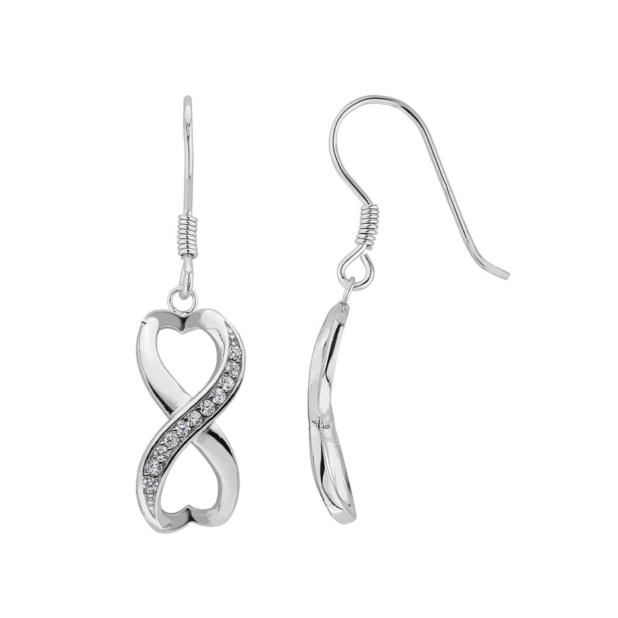 Sterling Silver Infinite Love Double Heart Created White Topaz Earrings Image 1