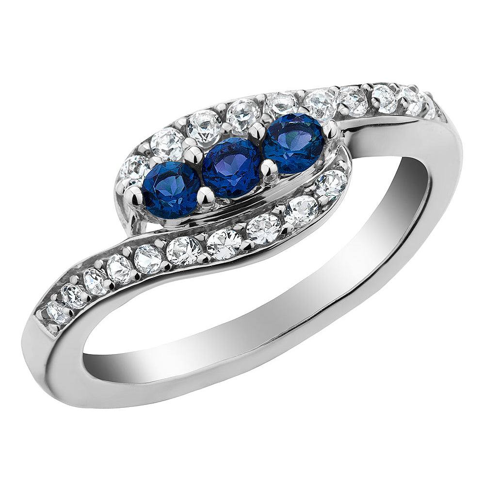 1/2 Carat (ctw) Lab-Created White and Blue Sapphire Ring in Sterling Silver Image 1