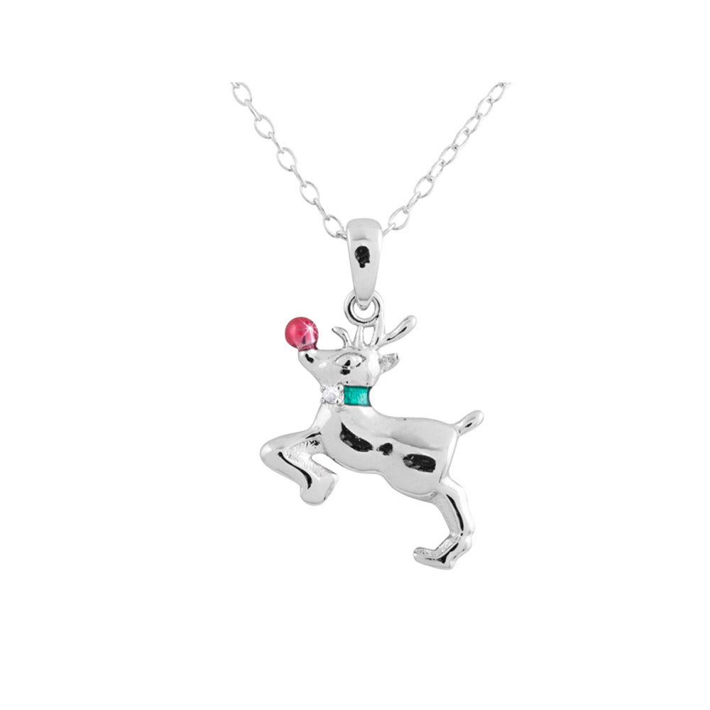 Rudolph Pendant Necklace with Diamond Accent in Sterling Silver with Chain Image 1