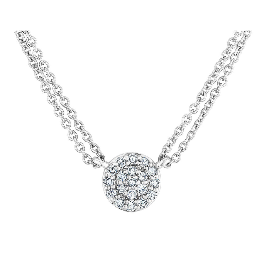 Diamond Pendant Necklace 1/7 Carat (ctw) with Double Chain in Sterling Silver Image 1