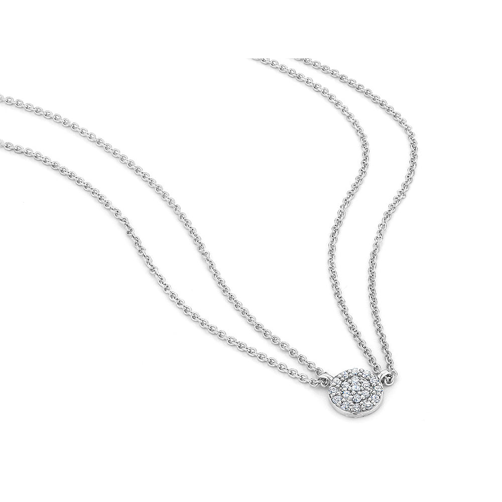 Diamond Pendant Necklace 1/7 Carat (ctw) with Double Chain in Sterling Silver Image 2