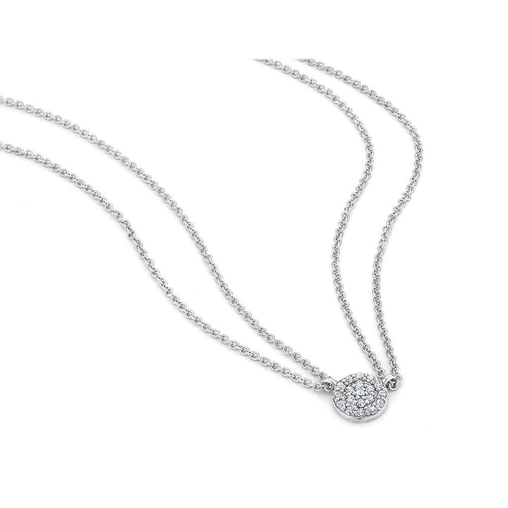 Diamond Pendant Necklace 1/7 Carat (ctw) with Double Chain in Sterling Silver Image 2