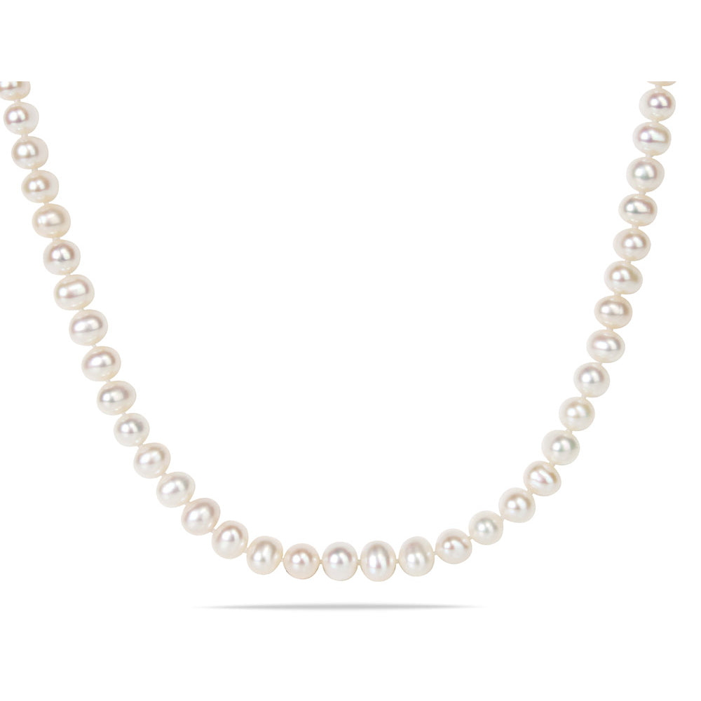 Freshwater Cultured Potato Pearl 6-7mm Necklace Stretch Bracelet and Earring Set in Silver Plating Image 4