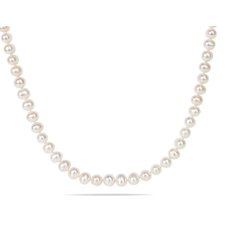 Freshwater Cultured Potato Pearl 6-7mm Necklace Stretch Bracelet and Earring Set in Silver Plating Image 4