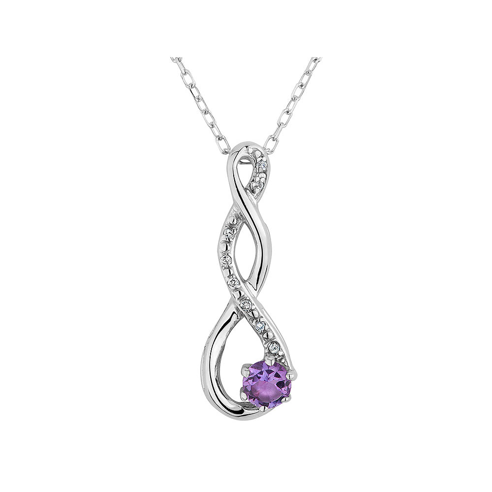 Sterling Silver Amethyst Infinity Pendant Necklace with Chain Image 1