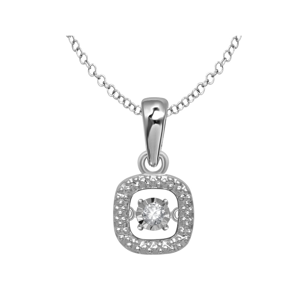 Glittering Stars Diamond Pendant in Sterling Silver with Chain Image 1