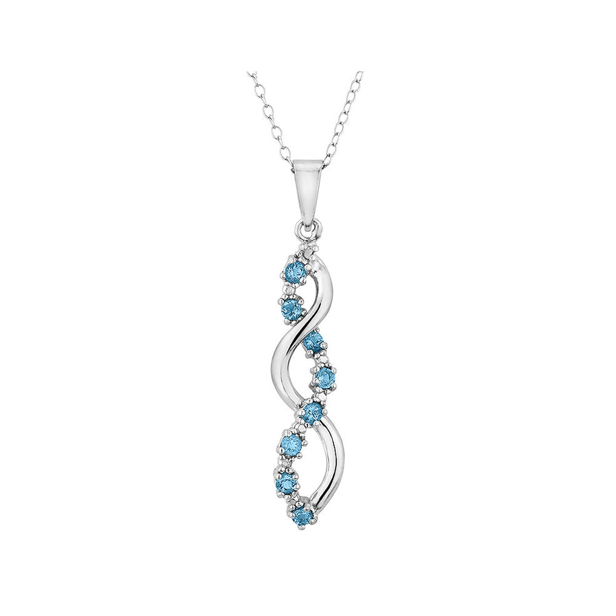 1/3 Carat (ctw) Blue Topaz Infinity Pendant Necklace in Sterling Silver with Chain Image 1