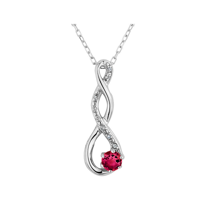 Lab-Created Ruby Infinity Pendant Necklace in Sterling Silver with Chain Image 1