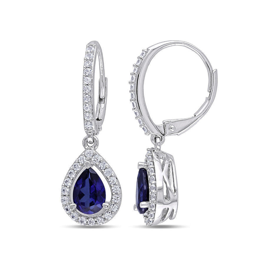 2.90 Carat (ctw) Lab-Created Blue and White Sapphire Earrings in Sterling Silver Image 1