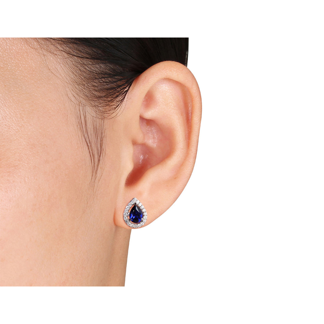 2.65 Carat (ctw) iLab-Created Blue and White Sapphire Earrings in Sterling Silver Image 2