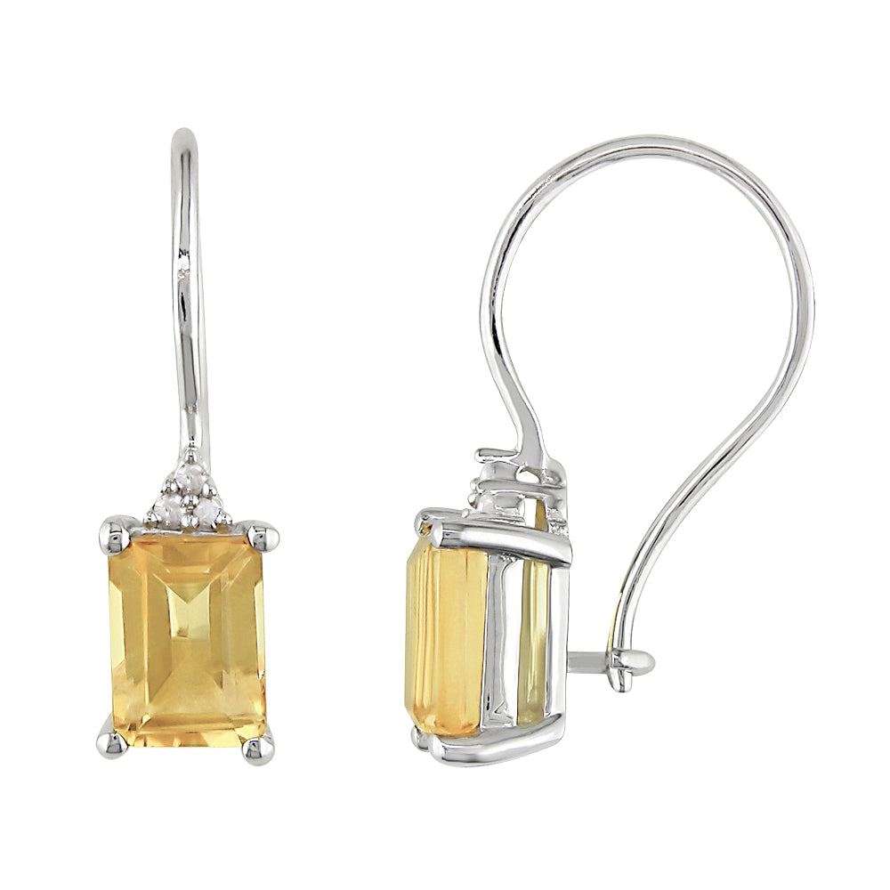 2.20 Carat (ctw) Citrine Dangle Earrings in Sterling Silver Image 1