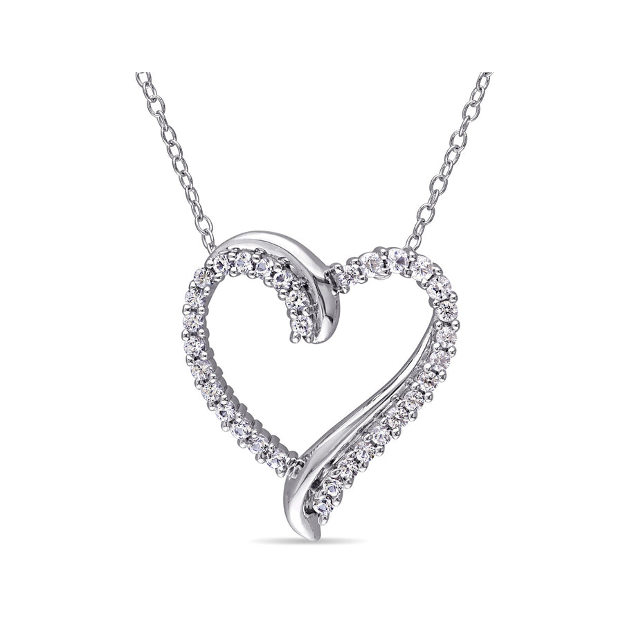 3/4 Carat (ctw) Lab-Created White Sapphire Heart Pendant Necklace in Sterling Silver Image 1