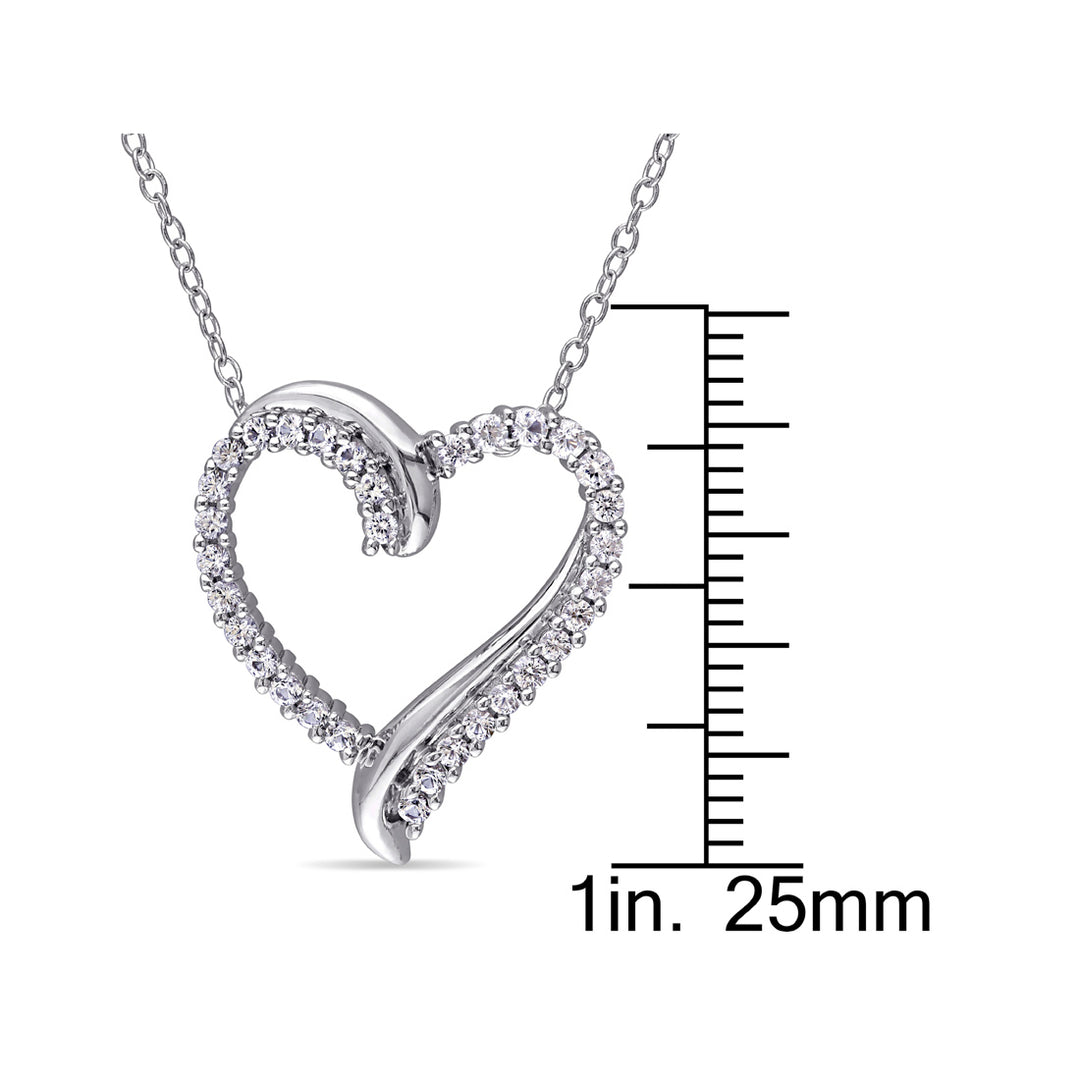 3/4 Carat (ctw) Lab-Created White Sapphire Heart Pendant Necklace in Sterling Silver Image 3