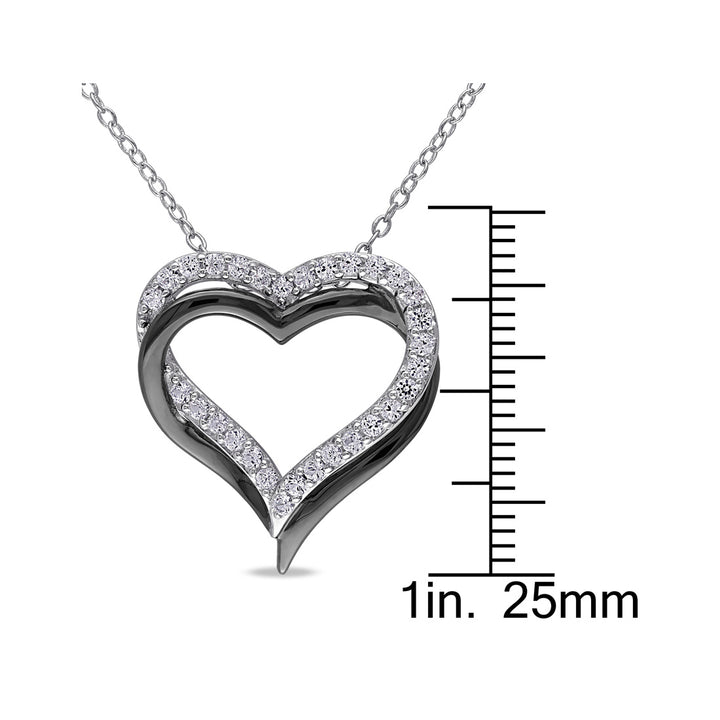 5/8 Carat (ctw) Lab-Created White Sapphire Pendant Necklace in Black Rhodium Plated Sterling Silver With Chain Image 3