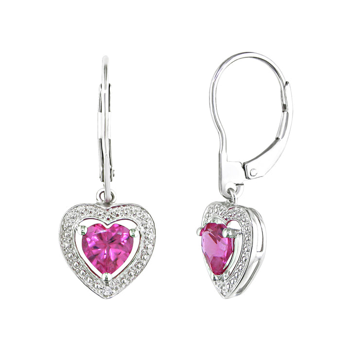 2.0 Carat (ctw) Lab-Created Pink Sapphire Dangling Heart Earrings in Sterling Silver Image 1