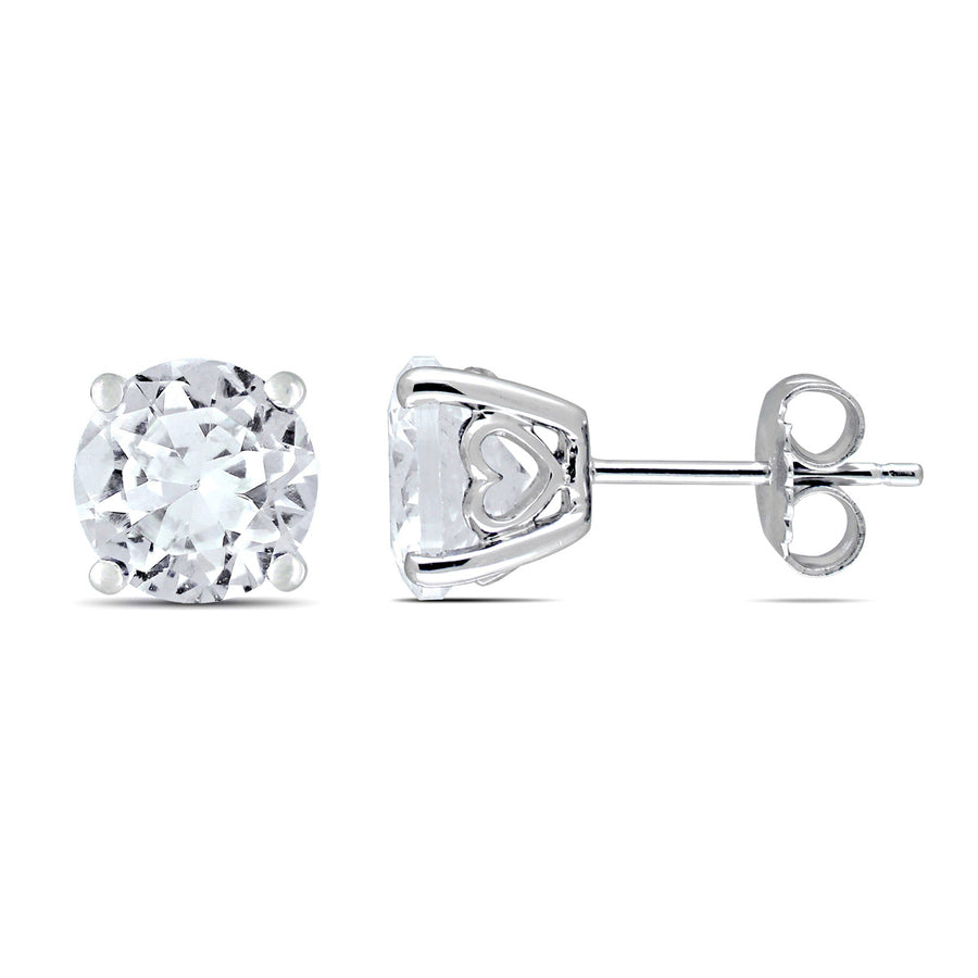 4.80 Carat (ctw) Lab-Created White Sapphire Solitaire Earrings in Sterling Silver Image 1