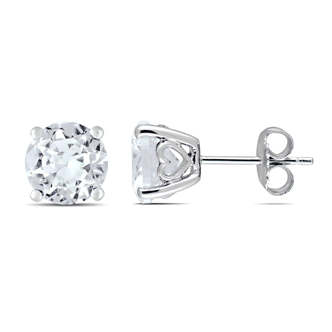 4.80 Carat (ctw) Lab-Created White Sapphire Solitaire Earrings in Sterling Silver Image 1