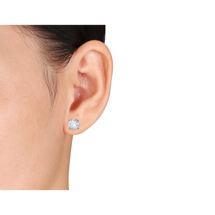 4.80 Carat (ctw) Lab-Created White Sapphire Solitaire Earrings in Sterling Silver Image 2