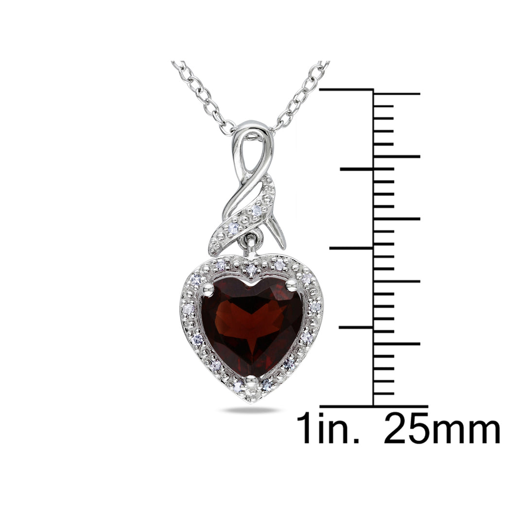 2.00 Carat (ctw) Garnet Heart Pendant Necklace in Sterling Silver with Chain Image 4