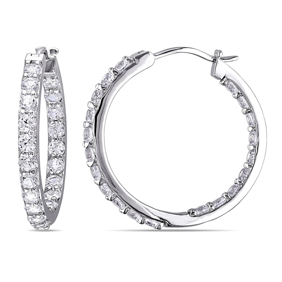 3.60 Carat (ctw) Lab-Created White Sapphire Hoop Earrings in Sterling Silver Image 1