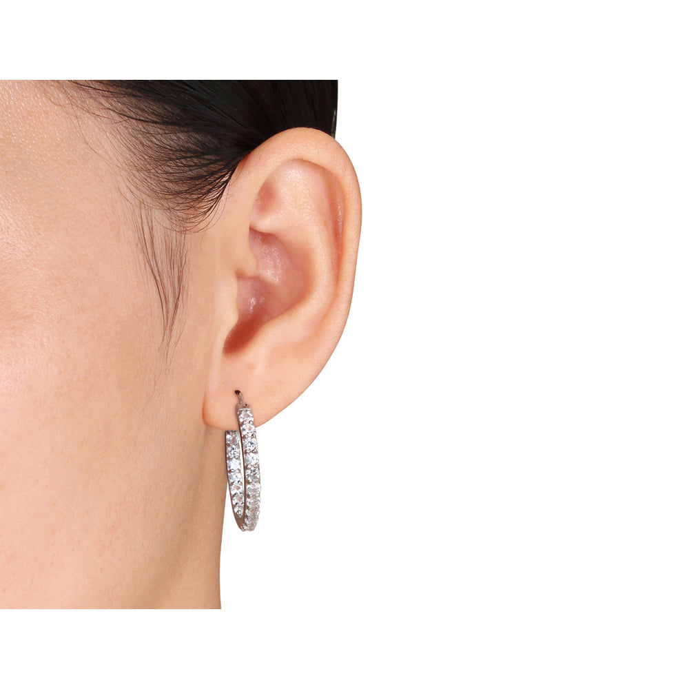 3.60 Carat (ctw) Lab-Created White Sapphire Hoop Earrings in Sterling Silver Image 2