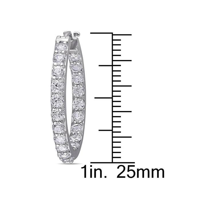 3.60 Carat (ctw) Lab-Created White Sapphire Hoop Earrings in Sterling Silver Image 3