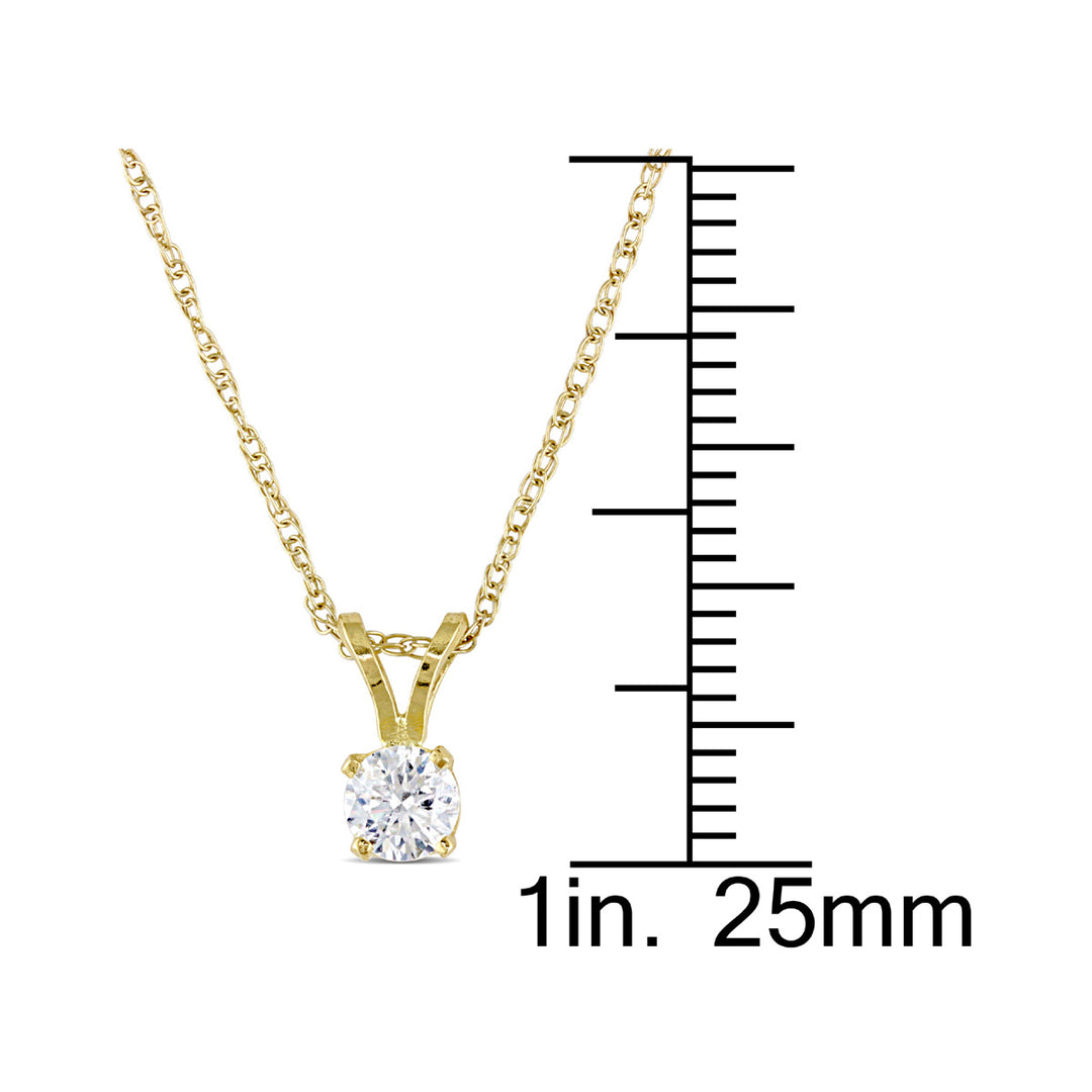 Diamond Solitaire Pendant 1/4 Carat (ctw I-J,I2-I3) in 14K Yellow Gold with Chain Image 3