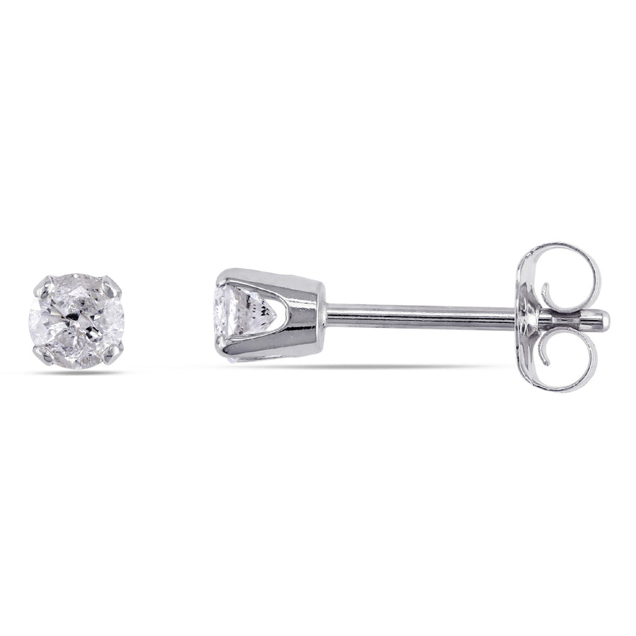 1/4 Carat (ctw I-J I2-I3) Diamond Solitaire Stud Earrings in 14K White Gold Image 1